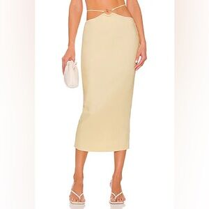 Wrap around linen blend midi skirt